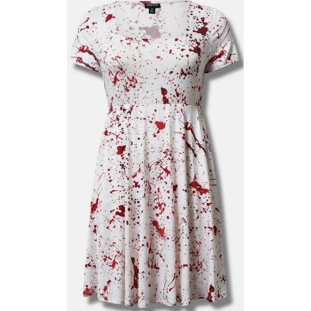 EUC Torrid Blood Splatter Mini Dress Crime Scene Costume Halloween Sz 00 / 10